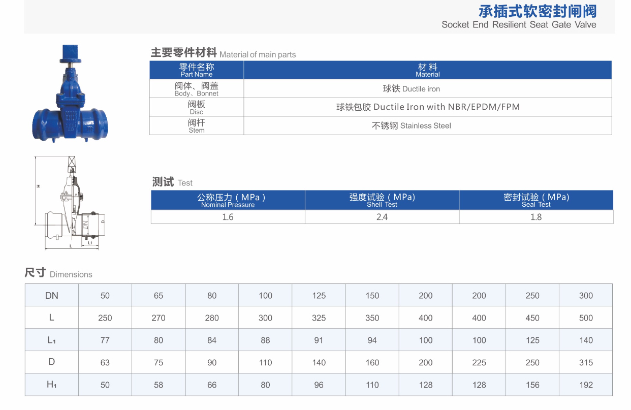 GGG50 Socket Gate Valve